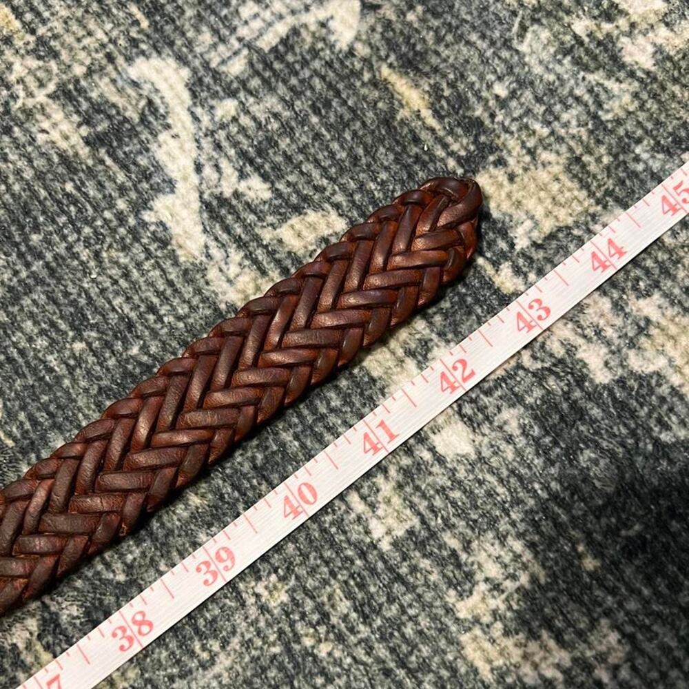 Vintage Nordstrom Brown Braided Leather Belt Size 34 - Picture 7 of 8